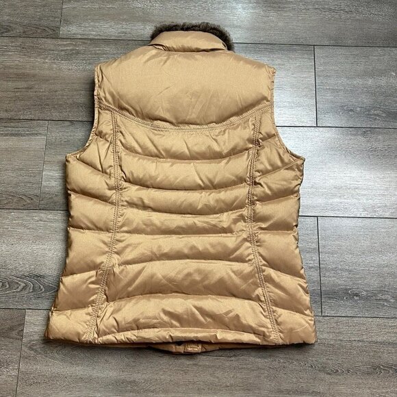 Eddie Bauer Down Vest Size M  Goose Down Zip Puffer Vest Gold - Picture 2 of 7